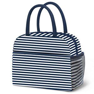 Lunch Bag Reusable Insulated Lunch Tote Handbag Picnic Navy Blue